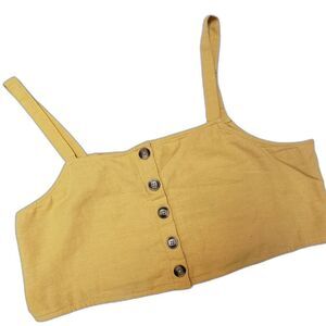 American Eagle Outfitters Butter Yellow Crop Top Size XL Smocked Made in India